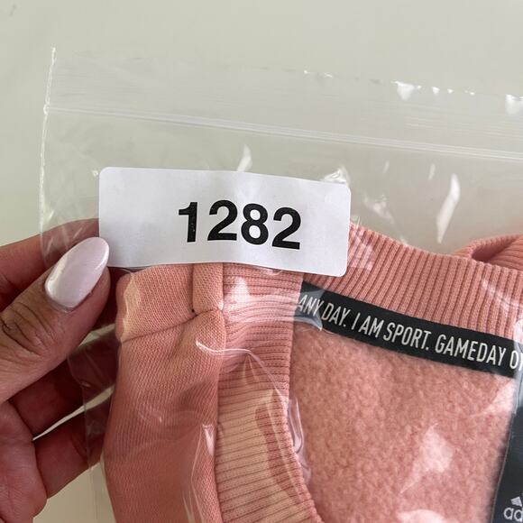 Adidas Size S Fleece Pullover Sweatshirt Pink - Picture 2 of 12